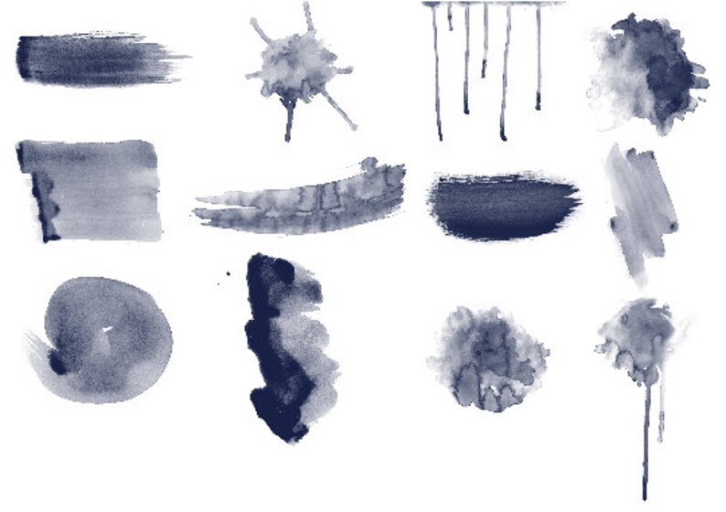 Navy Blue Watercolor Splash Clipart Watercolor brush stroke Navy Blue Logo Elements Watercolor elements Acrylic Paint Splash Paint Stroke