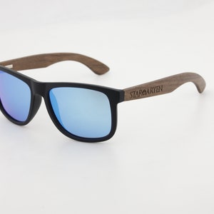Night King Blue, Polarized Sunglasses with Walnut Wood Temples