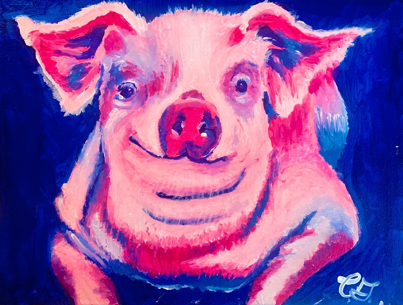 Wilbur print pig painting print pig artwork home decor | Etsy