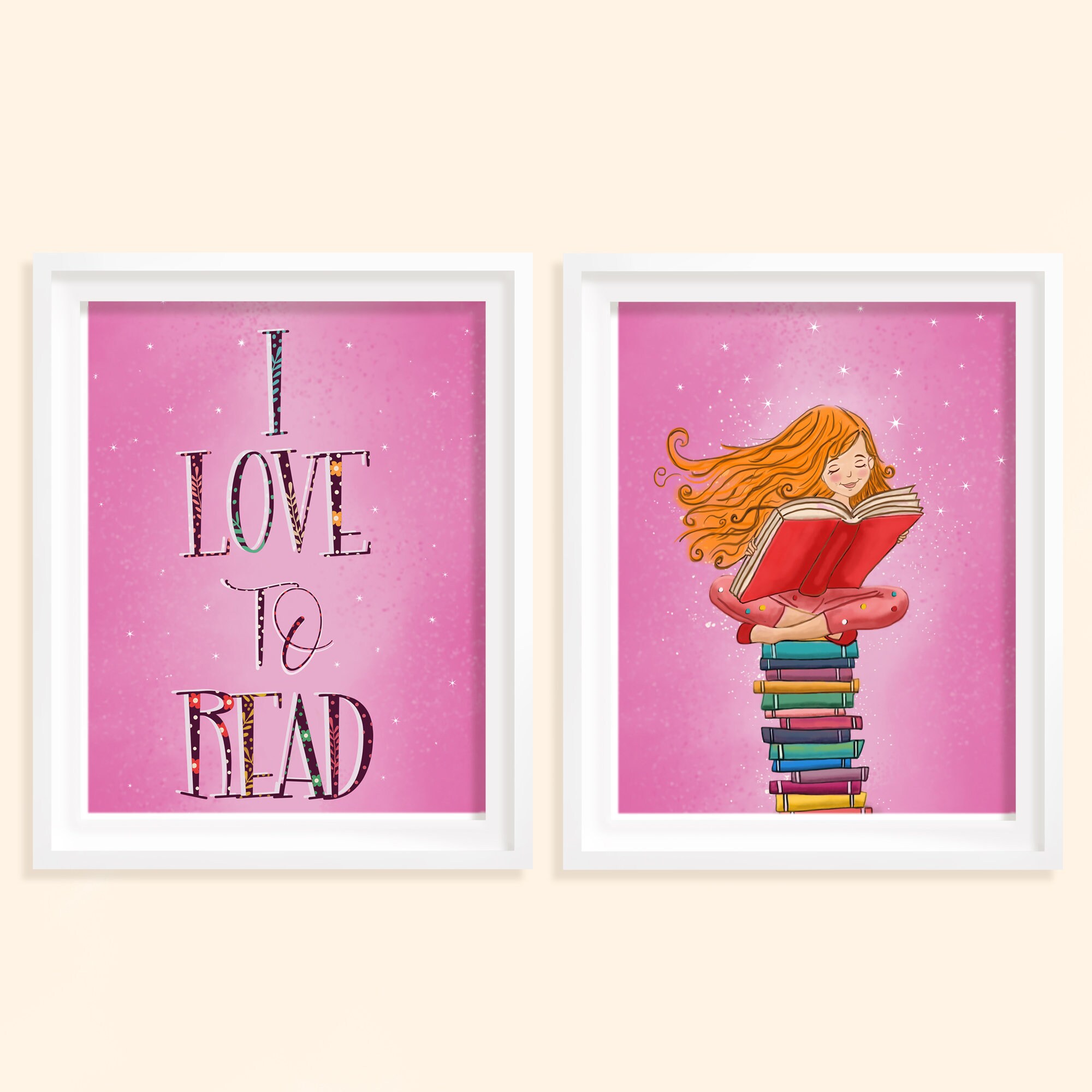I Love To Read Prints Set Wall Art Set Set of 2 Prints Etsy