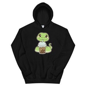 Kawaii Leuke Chinese Dierenriem Jaar van de Slang Aziatisch Eten Food Foodie Classic Boba Bubble Pearl Milk Tea Unisex Hoodie