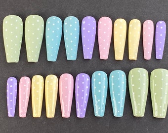 Pastel Polka Dots set of press on nails