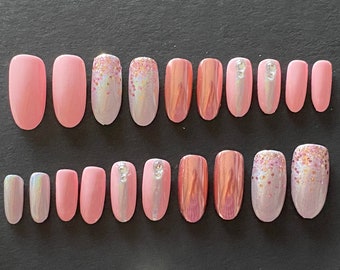 Pink Chrome set of press on nails (Discontinued)