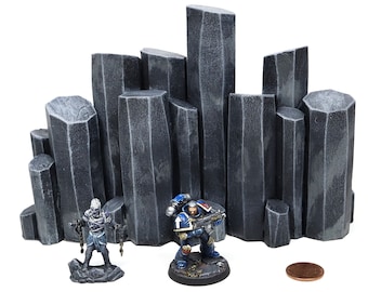 Pilares de basalto hechos a mano: terreno de Wargaming, formaciones rocosas de D&D