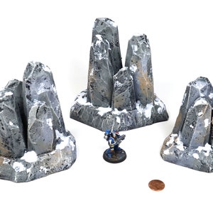 Handmade Snowy Rock Formation Terrain Set: Wargaming Scenery