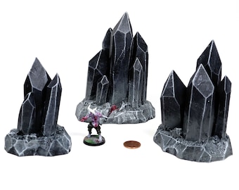 Handmade Obsidian Crystal Rock Formations Terrain: Wargaming Scenery