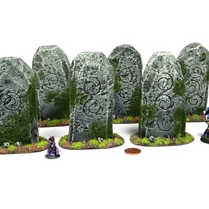 Mossy Standing Stones Set: Wargame Terrain, RPG Scenery