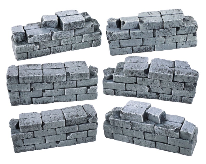 Dungeons and Dragons Warhammer AoS Age of Sigmar Use w Dungeon Tiles or Battle Grids Ruined Brick Walls Wargame Terrain Scatter