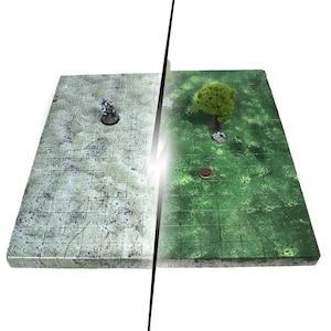 Handgemaakt omkeerbaar dubbel grasachtig terrein 16 x 16 gevechtsrasterbord voor Dungeons & Dragons-rollenspel -- Scenery DnD Dungeon System-tegels
