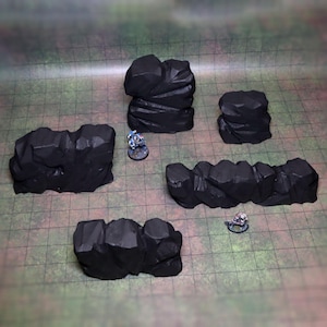 Unpainted Jagged Rock Walls | Black Primed Terrain for Wargames, RPGs & Blocking Line of Sight