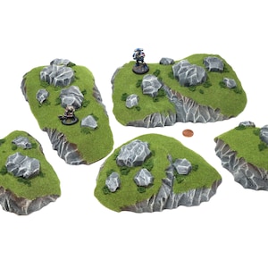 Handmade Modular Grassy Terrain: Rocky Wargame Outcroppings