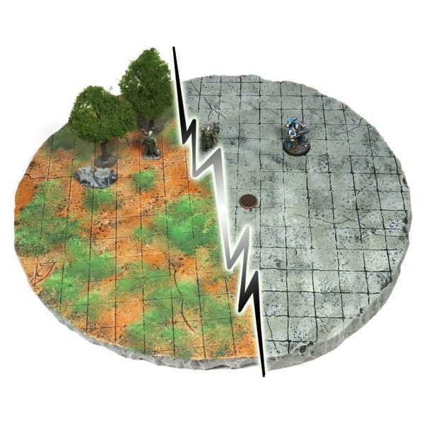 Handmade Reversible Dual Terrain Battle Grid Board for Dungeons & Dragons Role Playing Game -- Scenery DnD Dungeon System Tiles Gift