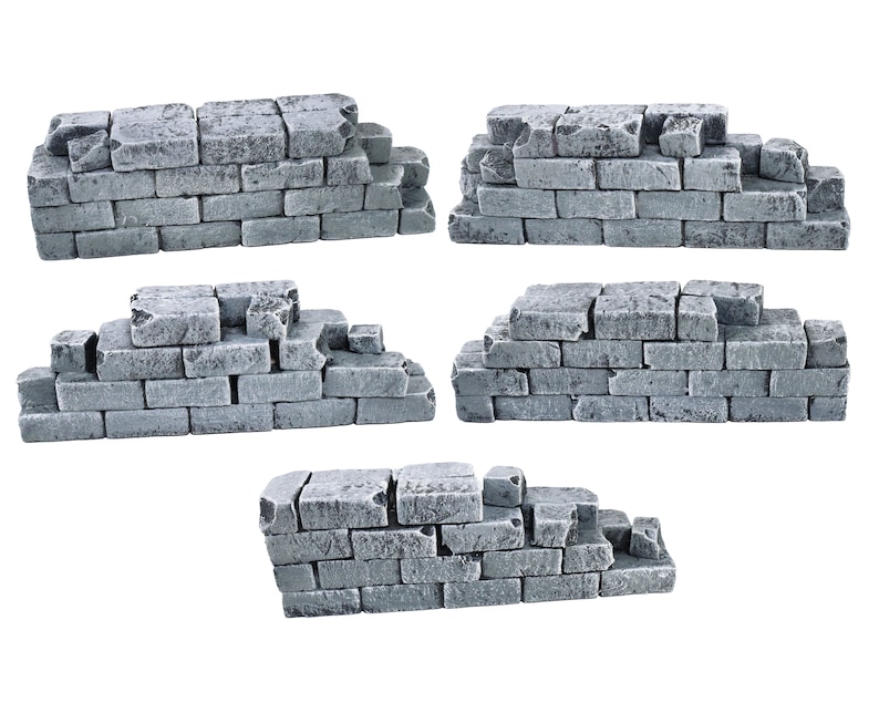 Dungeons and Dragons Warhammer AoS Age of Sigmar Use w Dungeon Tiles or Battle Grids Ruined Brick Walls Wargame Terrain Scatter