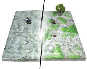Handmade Reversible Battle Grid Board: Dual Terrain DnD RPG Scenery (16x16)