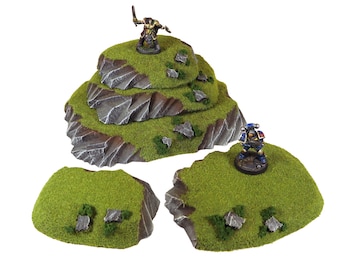 Handmade Modular Grassy Terrain: Stacking Wargame Hills