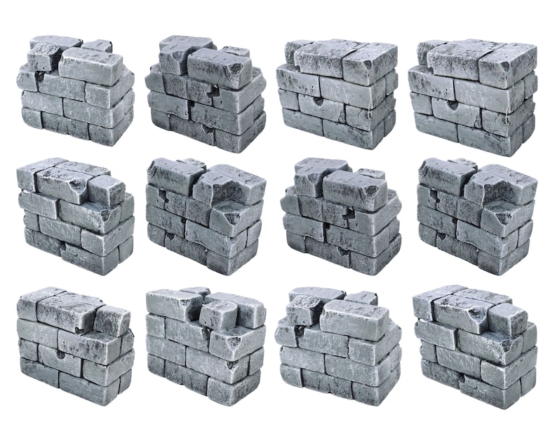 Dungeons and Dragons Warhammer AoS Age of Sigmar Use w Dungeon Tiles or Battle Grids Ruined Brick Walls Wargame Terrain Scatter