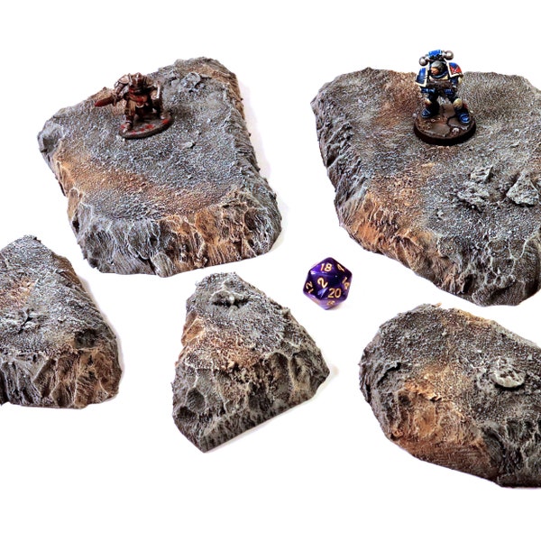 Wargaming Terrain Rocky Modular Hills - Wargames TTRPG D&D Warhammer AoS 40k WHF Dungeons and Dragons War Game Rubble Rocks Stone Gray