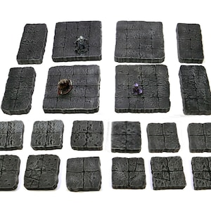 20 peças de masmorra de caverna de pedra (terreno de mesa feito à mão para DnD D&D Pathfinder RPG TTRPG Dungeons and Dragons Gridded Cavern Underground)