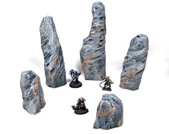 Modular Rock Spires: Handmade Tabletop Wargame Terrain Set