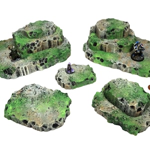 Handmade Mossy Stone Modular Hills: Tabletop Terrain Set