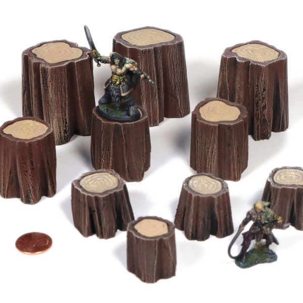 Tree Stump Scatter Terrain for TTRPGs and Wargaming - Handmade Forest Scenery Great for Dungeons and Dragons, Warhammer, and More