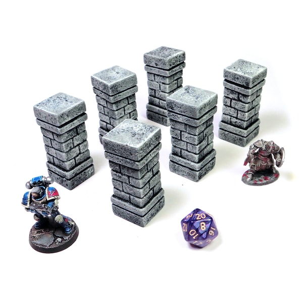 Quality Stone Pillar Set - Exceptionally Hand Crafted DnD Terrain for RPGs, Pathfinder, Dungeons & Dragons