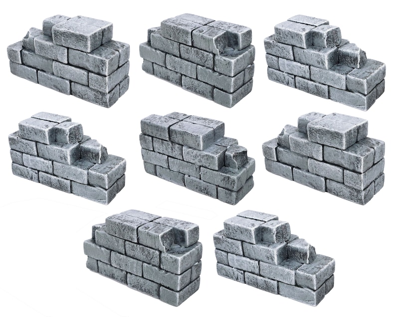 Dungeons and Dragons Warhammer AoS Age of Sigmar Use w Dungeon Tiles or Battle Grids Ruined Brick Walls Wargame Terrain Scatter