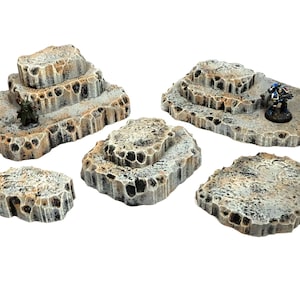 Handmade Stone Gray Rock Stacking Modular Hills Set - Premium Terrain for Tabletop Games