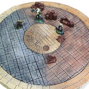 Tablero de terreno de mazmorra dual dividido en zonas con círculos de distancia (el sistema definitivo para mazmorras y dragones y juegos de rol de mesa de doble cara)