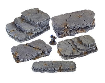 Handmade Sheared Stone Platforms | Modular Rocky Terrain For RPGs, Wargames & Dioramas
