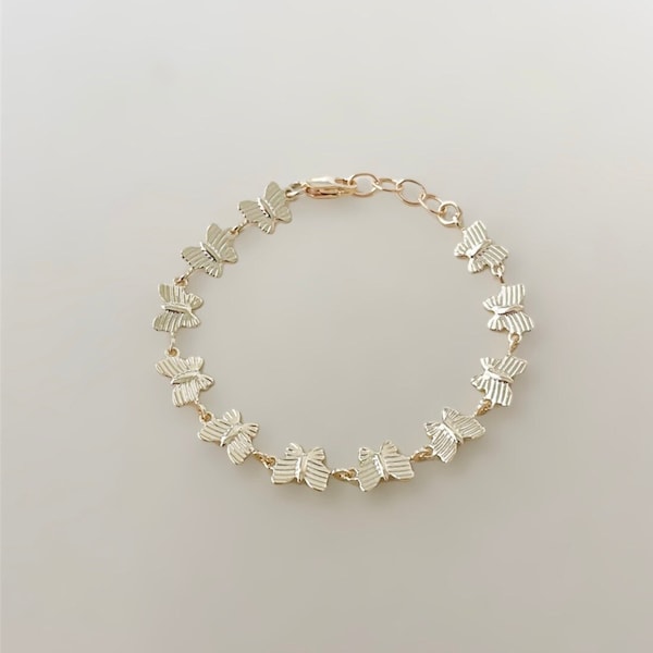 Butterfly chain- butterfly bracelet- gold filled butterfly-baby bracelets-baby butterfly- butterfly jewelry- butterfly chain