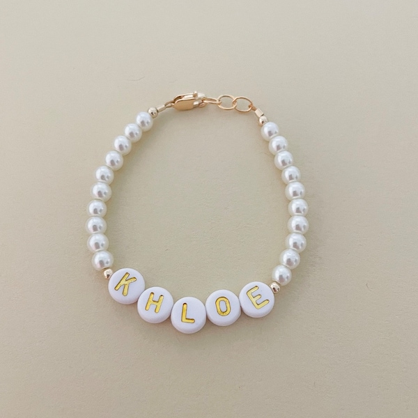 Letter name bracelet, baby bracelet, personalized bracelet, custom bracelet, gold lettering, baby gifts, baby jewelry,