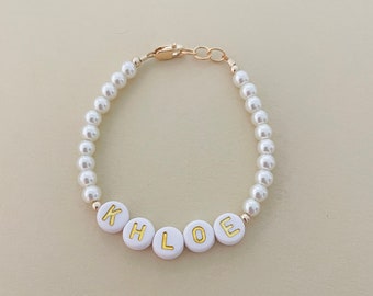 Letter name bracelet, baby bracelet, personalized bracelet, custom bracelet, gold lettering, baby gifts, baby jewelry,