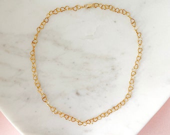 Heart chain necklace, 14k gold filled heart chain, baby necklaces, kid jewelry, gifts for her,