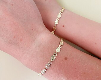 Sunburst gold chain bracelet, baby bracelets, mom and me bracelet, gold chain bracelet, minimalist bracelet