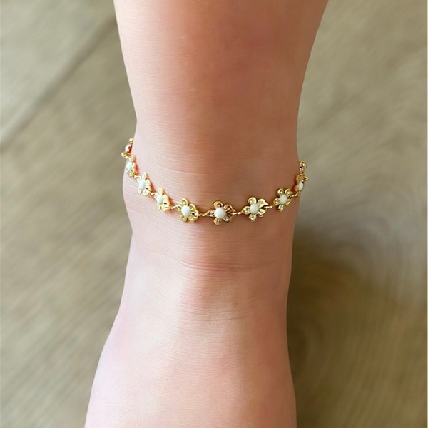 Baby anklet, girl flower anklet, Kids Anklet-Gold Anklet-Chain Anklet-Anklet for Women-Toddler Anklet-Anklet,Toddler Jewelry,Baby Jewelry