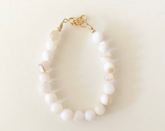 White bubble bracelet- toddler bracelet - newborn bracelet - baby girl gift- baptism gifts- baby accessory - white stone bracelet-