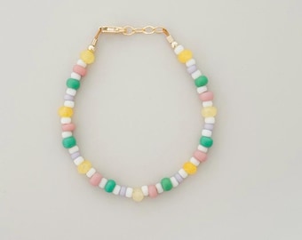 Baby bracelets- spring- Easter bracelets- pastel bracelets- gold filled bracelets- girl bracelets- sister bracelets- baby gifts-