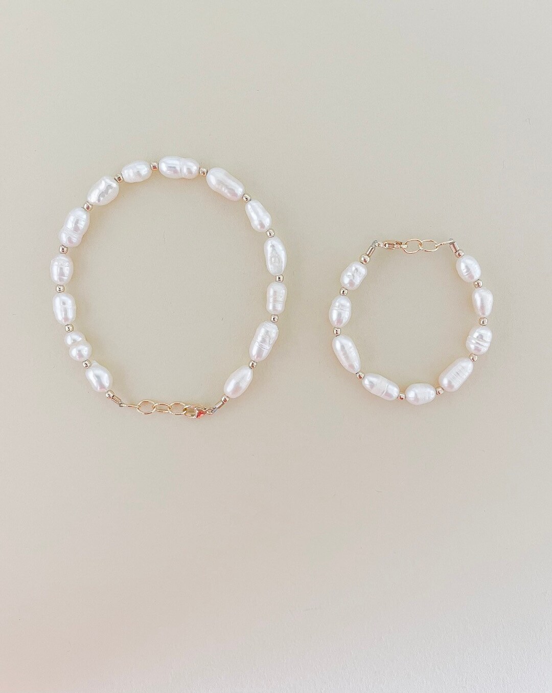Pearl Bracelet Pearl and Gold Bracelets Mom and Mini Bracelet Mom and