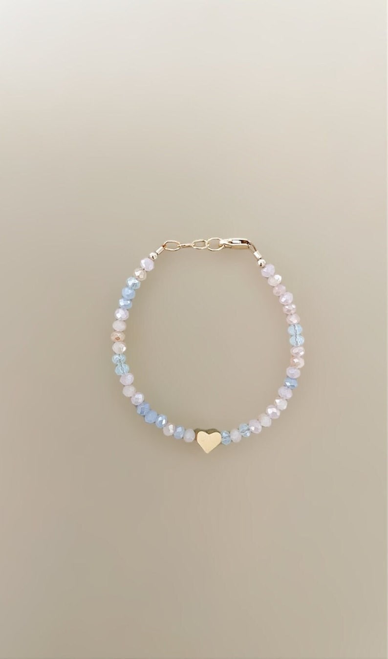 Baby bracelet, heart bracelet, keepsake bracelet, gifts for kids, handmade bracelets, gold hearts, handmade bracelet, custom bracelet image 1