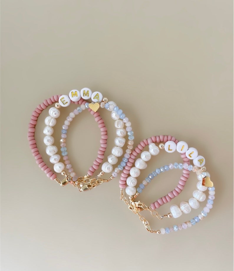 Baby bracelet, heart bracelet, keepsake bracelet, gifts for kids, handmade bracelets, gold hearts, handmade bracelet, custom bracelet image 3