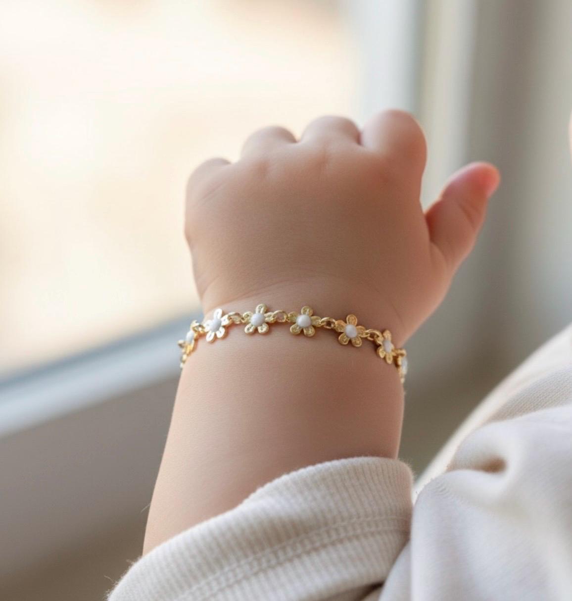 Bracelet chaîne fleur, bracelet fleur, bracelets bébé - bracelets maman et moi, bracelets fille, cadeaux pour enfants - France