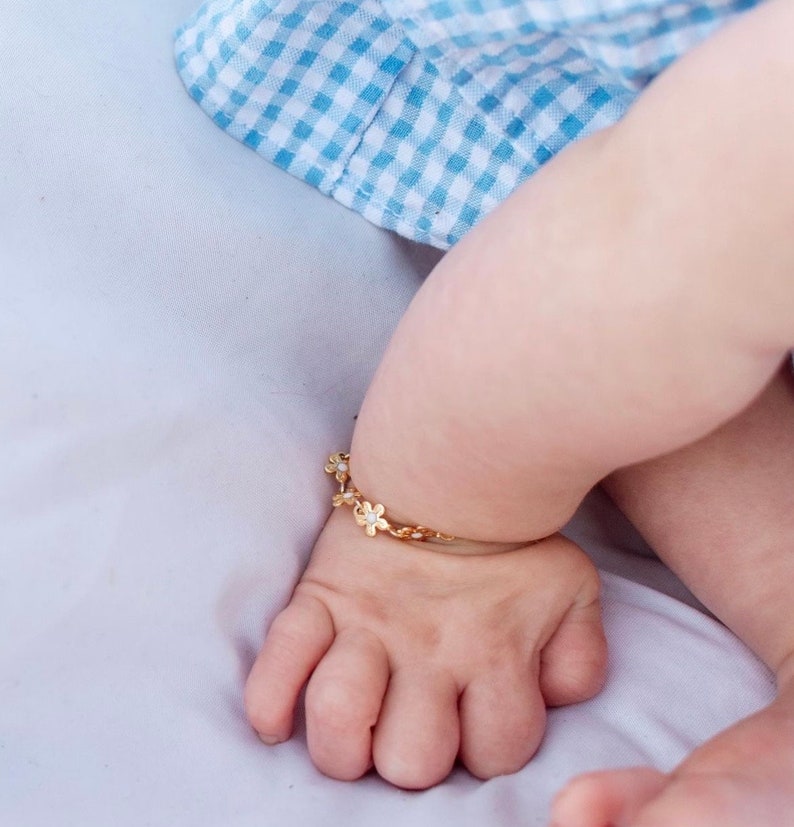 bracelet chaîne fleur, bracelet fleur, bracelets bébé bracelets maman et moi, bracelets fille, cadeaux pour enfants image 8