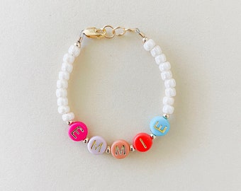 Baby bracelet- colorful name bracelet- custom bracelet- personalized bracelet- name bracelet- gifts for kids-gold filled- Easter bracelets-