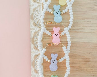 Easter bracelets- peep bunny bracelets- baby bracelets- kids bracelets- girl bracelets- gold filled bracelets- Easter baskets-Easter jewelry