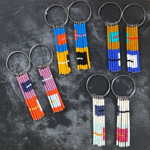 COLORBLOCK HOOPS. Hypoallergenic steel beaded hoop earrings.
