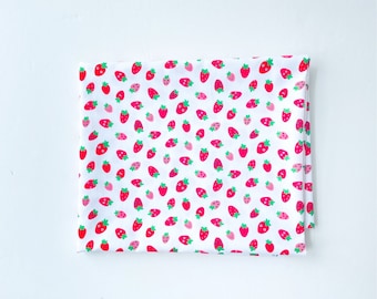 Strawberry Print Cotton, Sewing Fabric, 100% Cotton , Fun Cute Print Fabric, Strawberries Fruits Print Material, Quilting