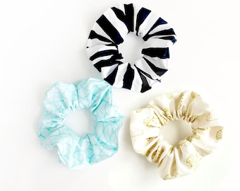 Custom Pick 3 Hair Scrunchies Set, Cotton Print Scrunchies, Hair Elastics, Fun Hair Accessories, 90s Style Trends, Hair Accessory Ties