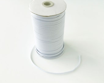 1/4 Inch Elastic By The Yard, White Braided Elastic for Face Masks, Cloth Face Mask Elastic, Face Mask Sewing Supplies, Haberdashery