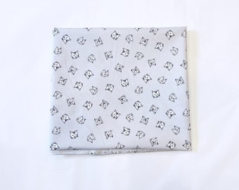 Kitty Cat Print Cotton 100 Percent, Sewing Fabric, 100% Cotton Quilting Material, Fun Cute Animal Print Fabric